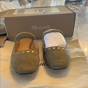 Madewell Greta Mule Suede Flats with Stud Detail